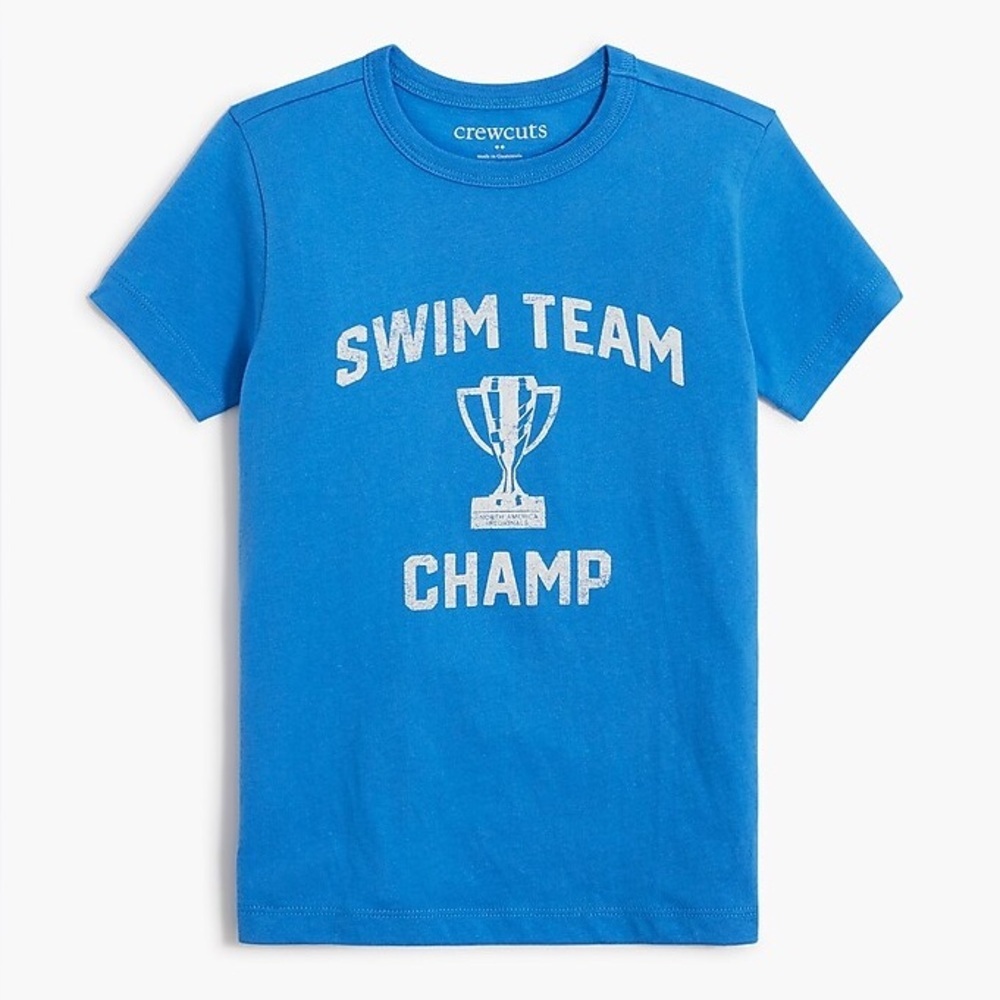 NWT J. Crew Swim Team graphic tee shirt boys XXS (2-3) l Tape on Front